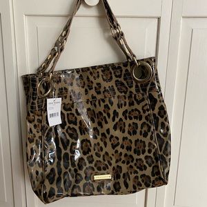 Steve Madden patent leather leopard tote bag